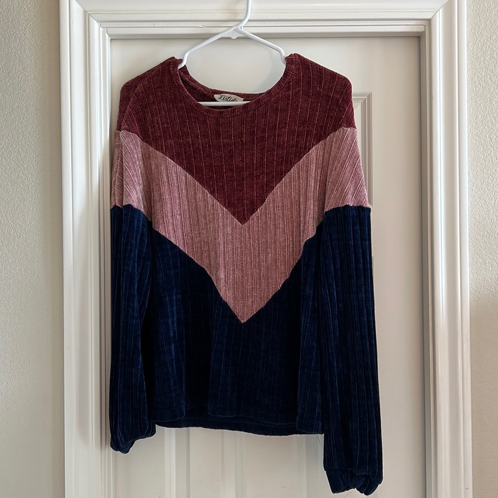Listicle Color Block Chenille Sweater
